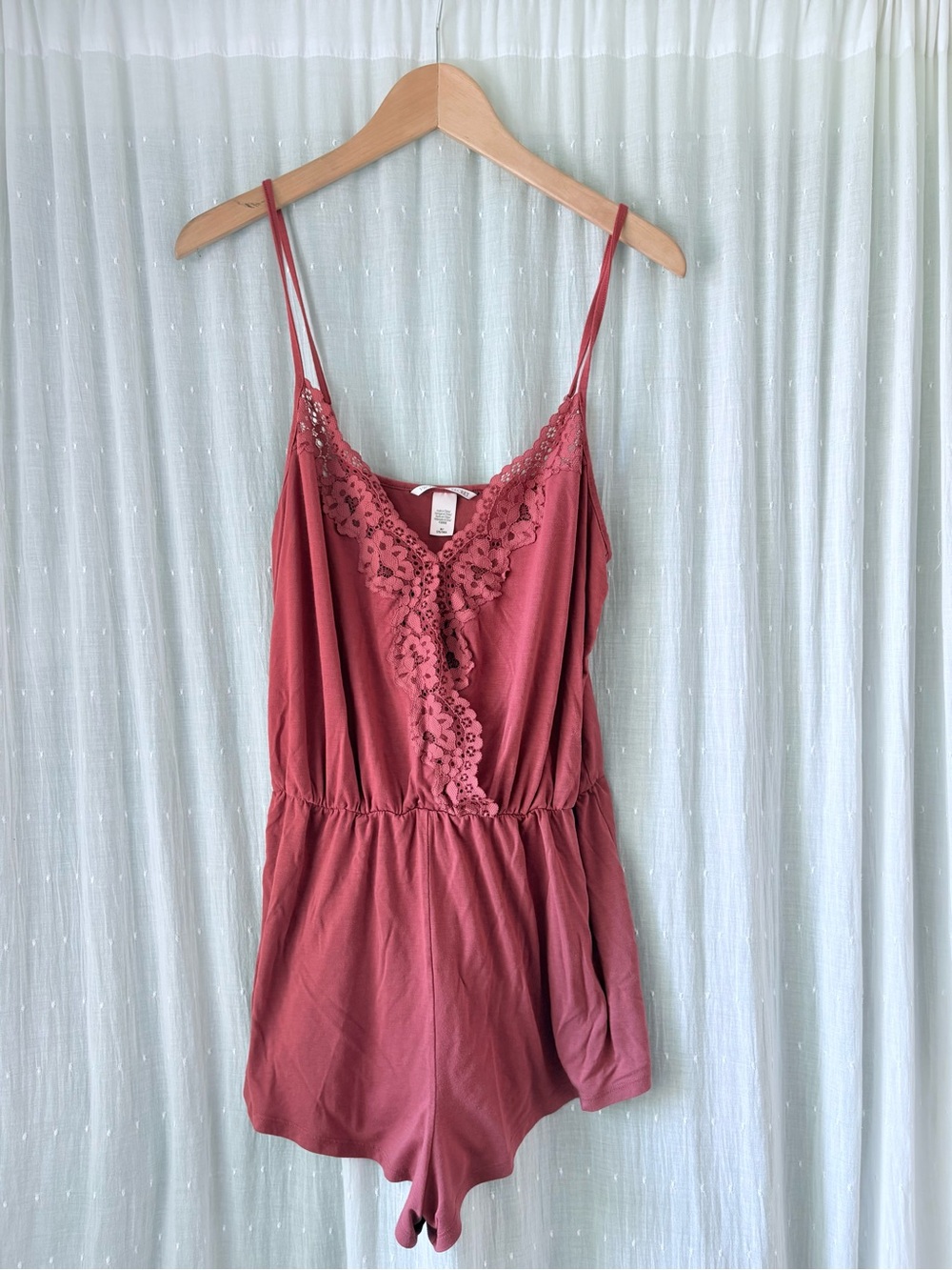 Victoria's Secret Rose Lace Trim Romper